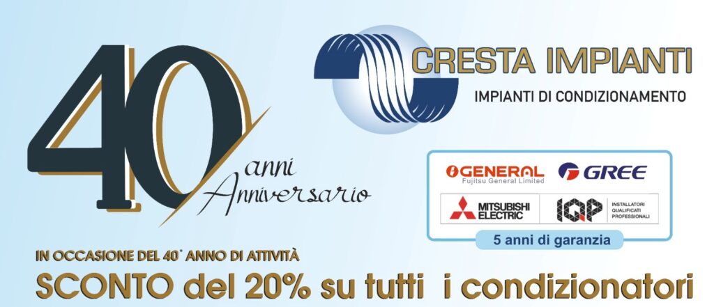 Annuncio sconto 20% condizionatori per 40&deg; anniversario.